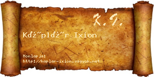 Káplár Ixion névjegykártya